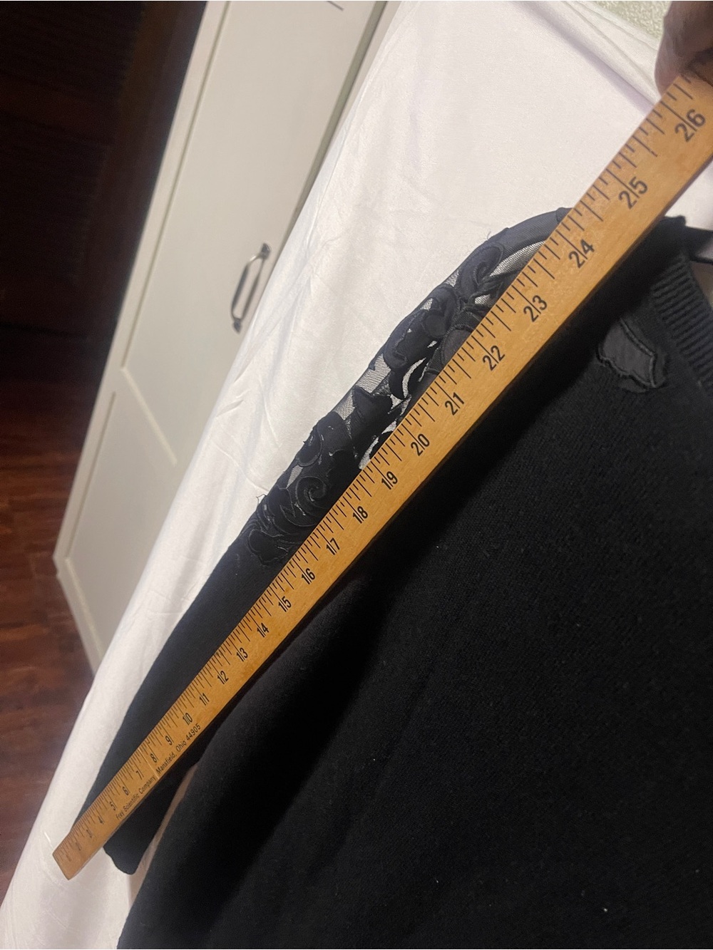 INC black sweater sheer floral appliqué - Picture 8 of 15
